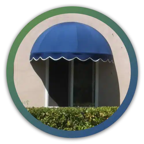 close up of a dome awning installed above a window santa ana ca