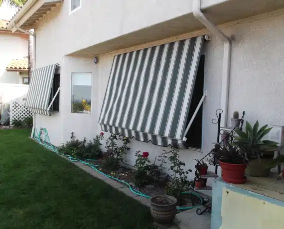 striped window awning Santa Ana CA