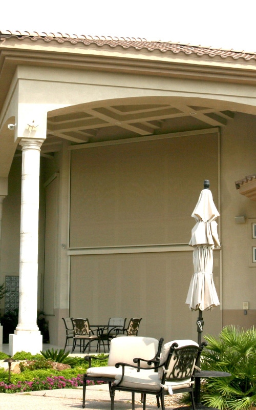 residential property exteriors with outdoor shades installed at wall santa ana ca