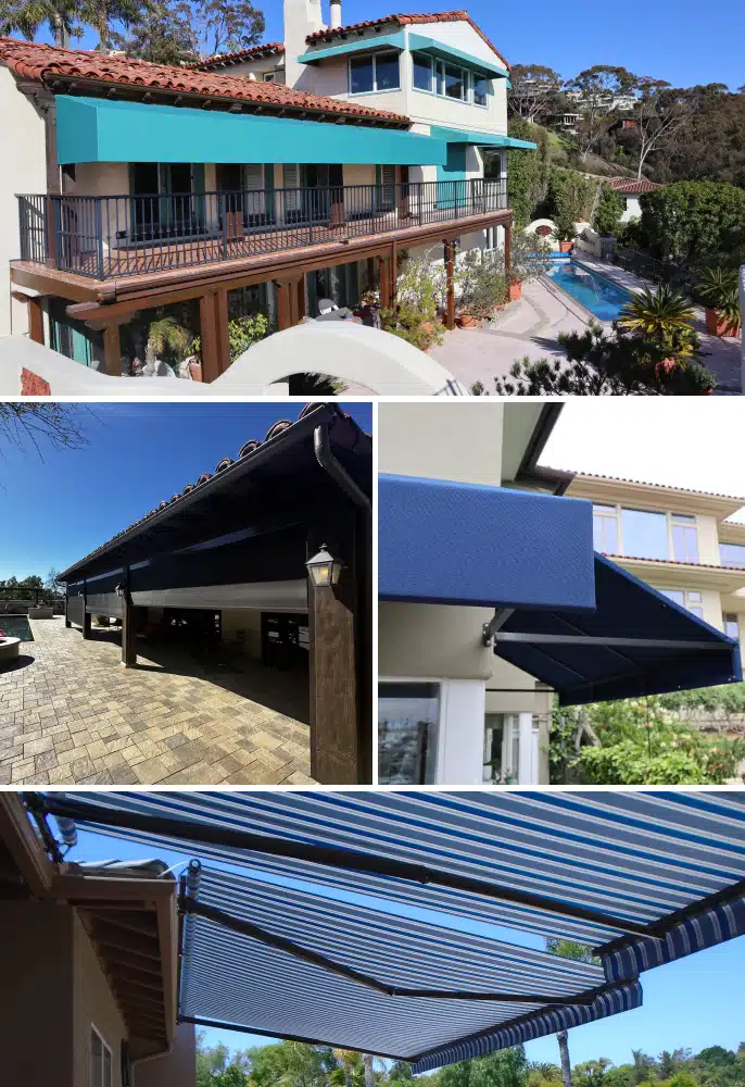 photo collage of accent awnings work san diego ca