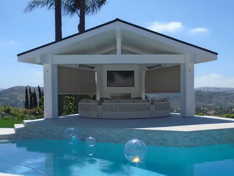 pool house with shades