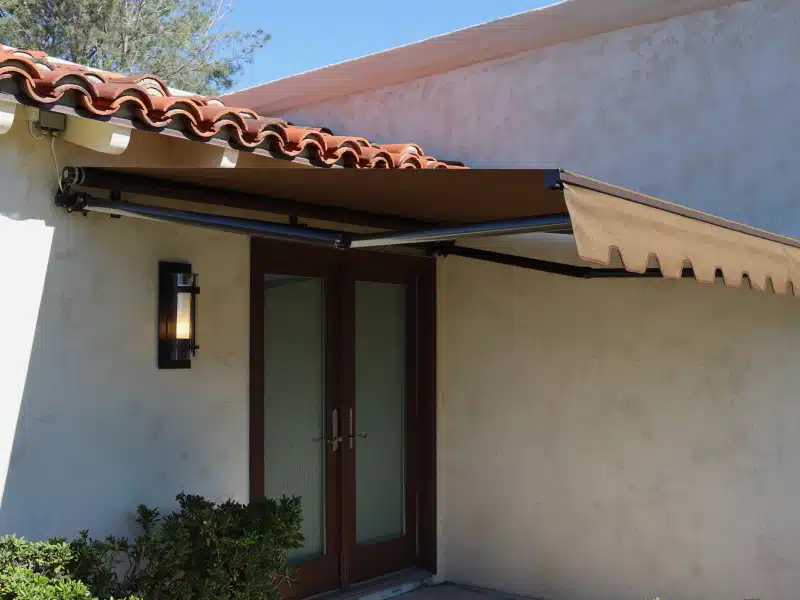 brown awning installed in a residential house