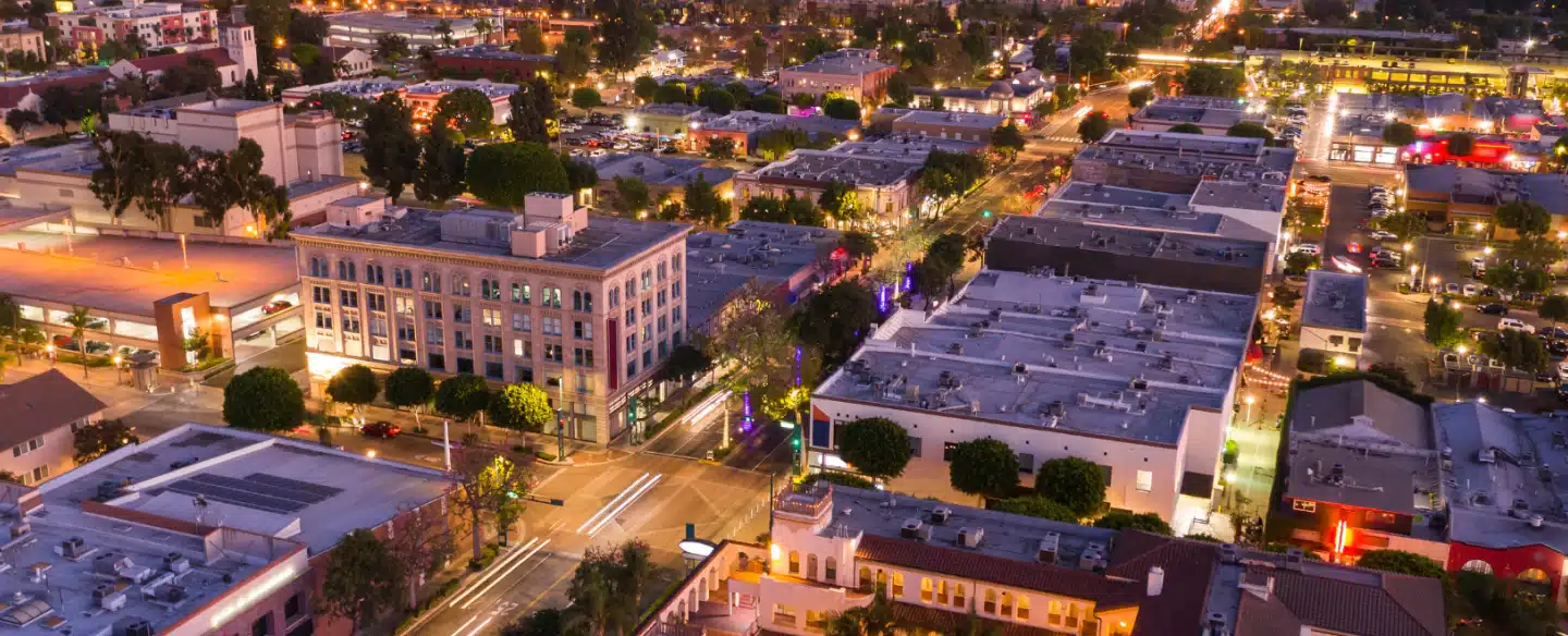 fullerton aerial view at night