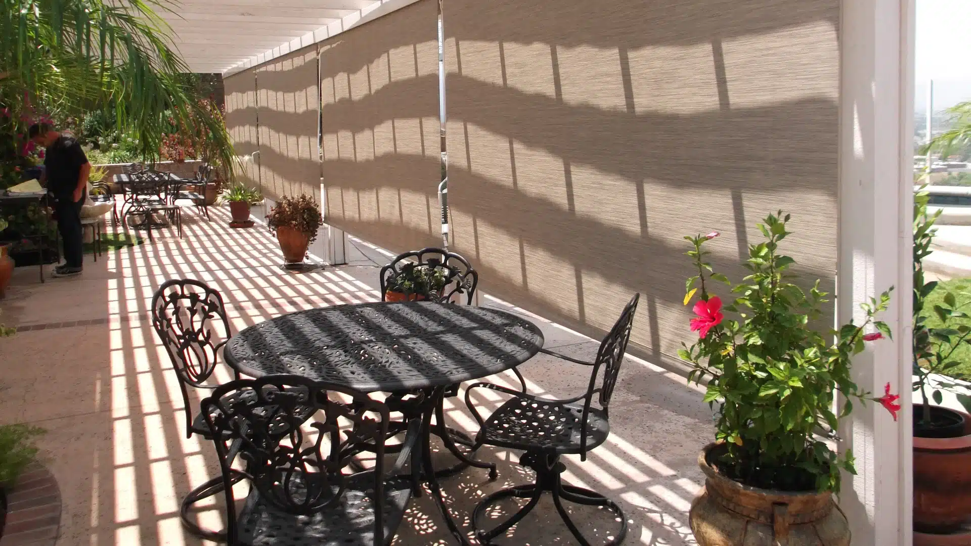 sun pro drop shaed in a patio