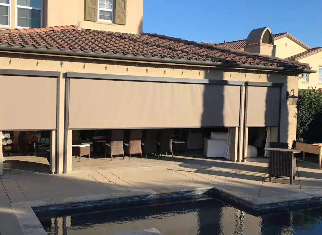shades installed in a house pool