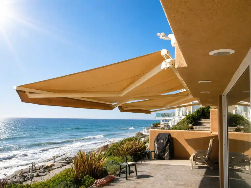 Custom retractable awning installed on a Southern California patio by Accent Awnings (2)